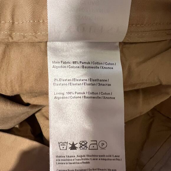 Anthropologie Exquise High Rise Pleated Chino Tan Cedar Pants Crop Small - Picture 6 of 12